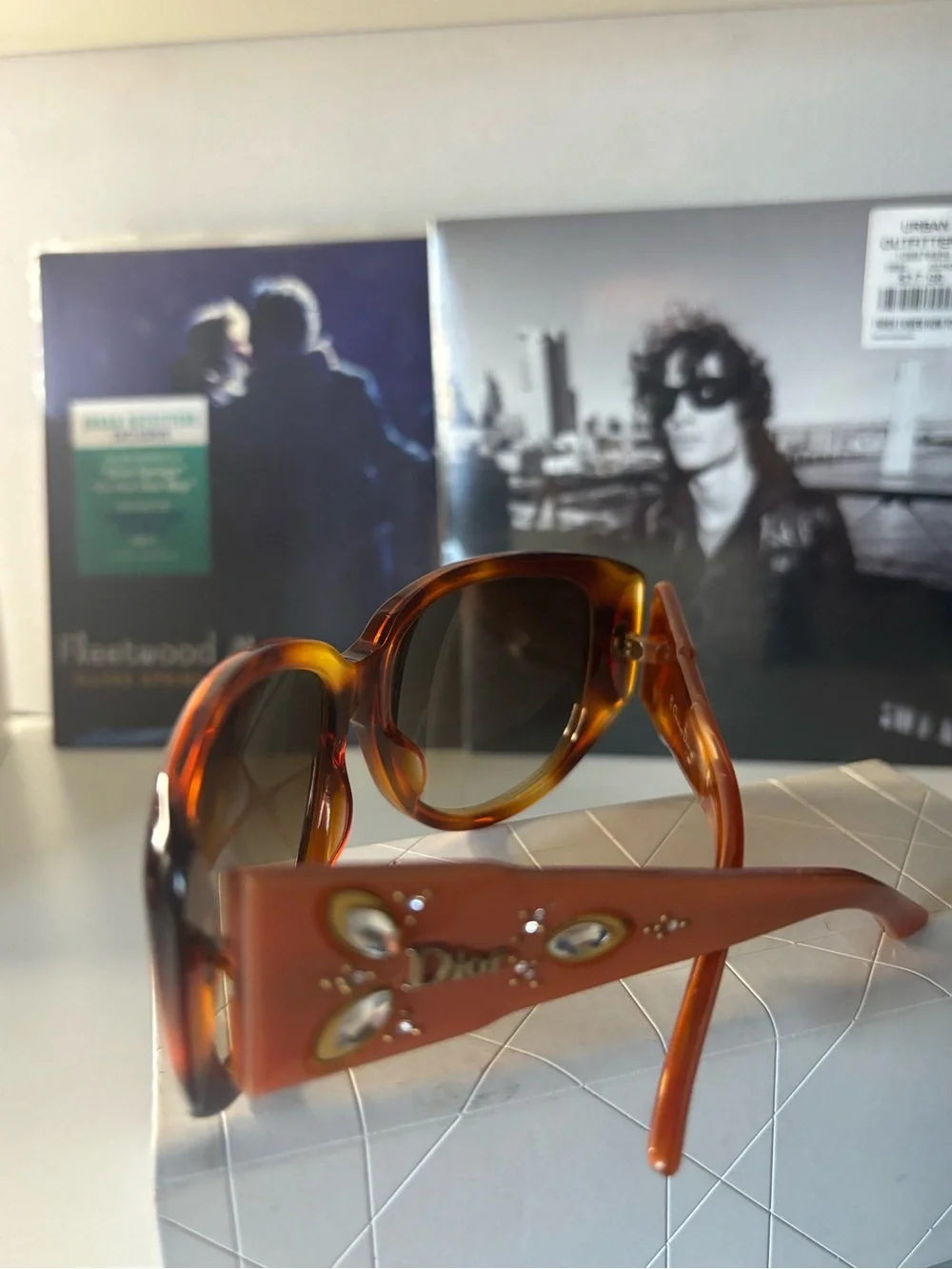 Christian Dior Swarovski Crystal Acetate amber Italian sunglasses